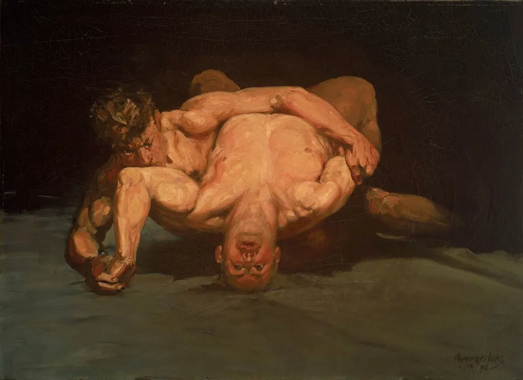 The Wrestlers, by George Luks, oil, 1905