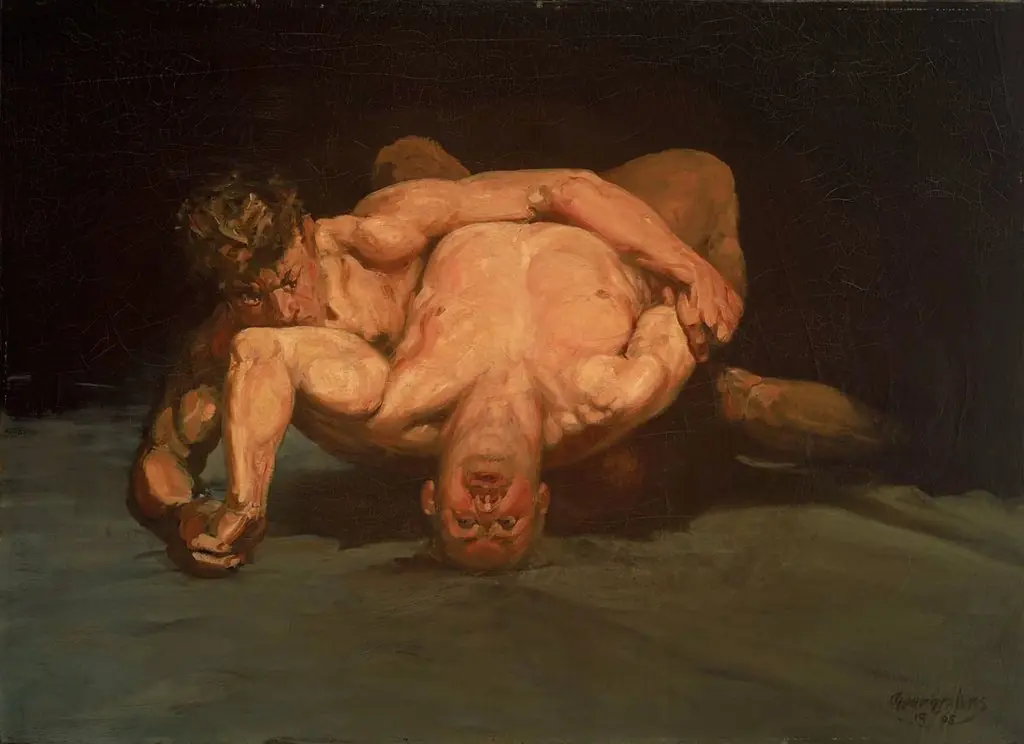 The Wrestlers, by George Luks, oil, 1905