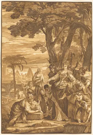 The Finding of Moses, by John Baptist Jackson, ink, 1741