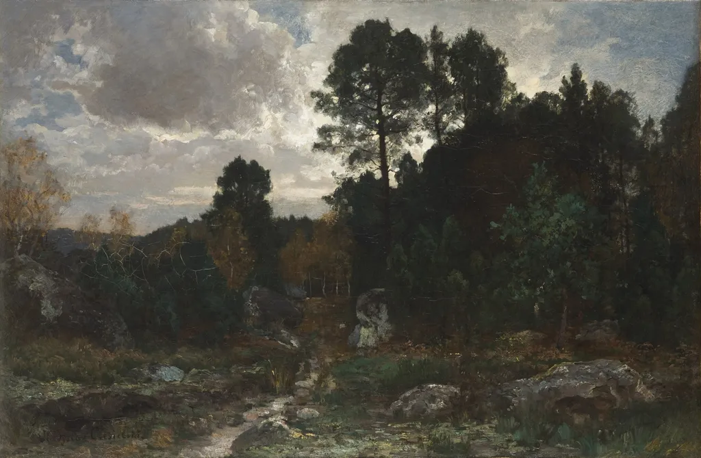 Solitary Walk at Fontainebleau, by Władysław Ciesielski, oil, 1883