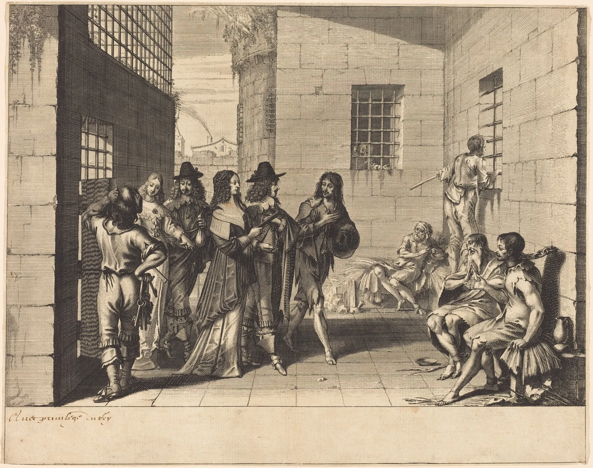 Gentry Visiting a Prison, detail