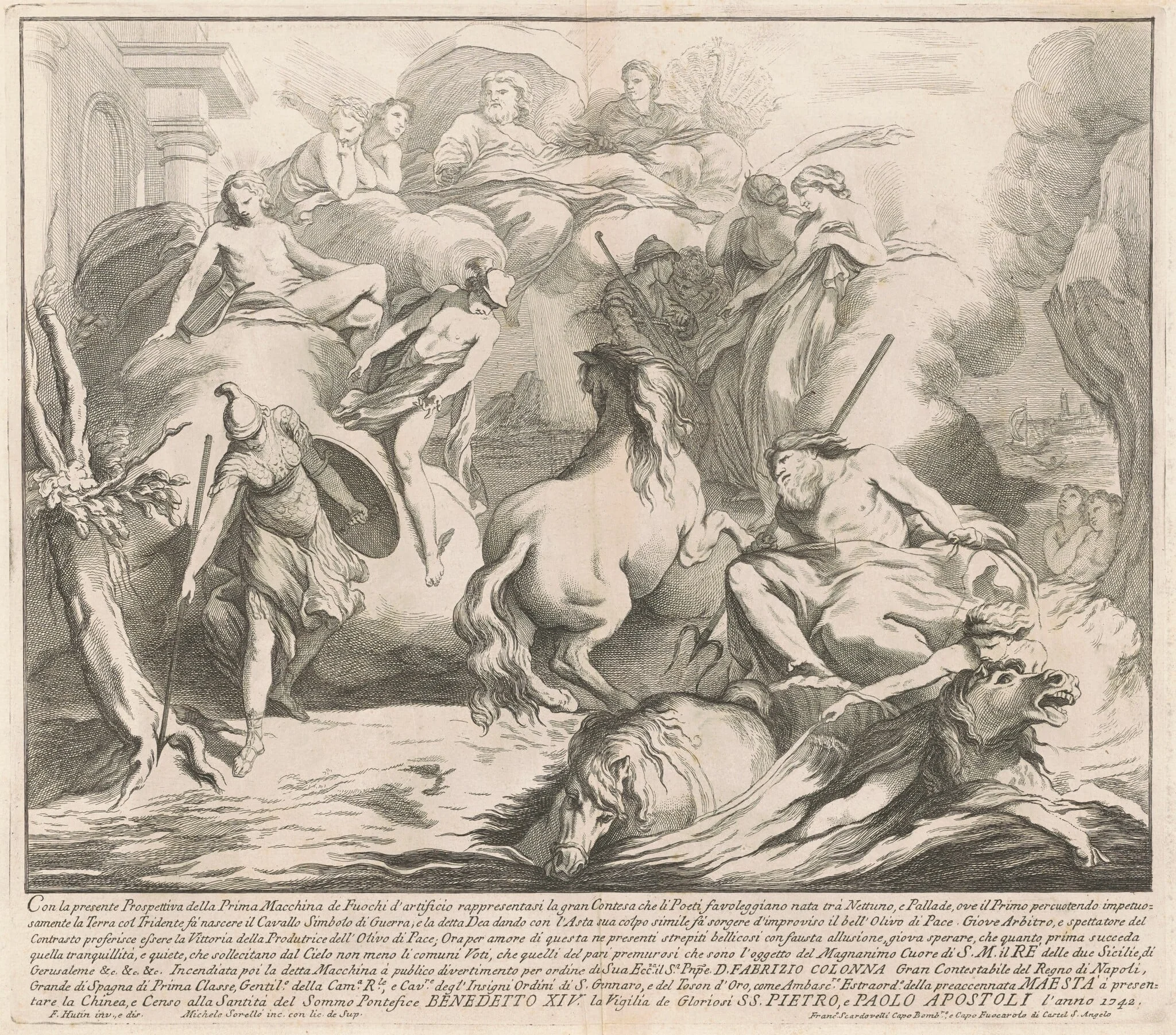 The Prima Macchina for the Chinea of 1742: The Contest of Neptune and Minerva, detail
