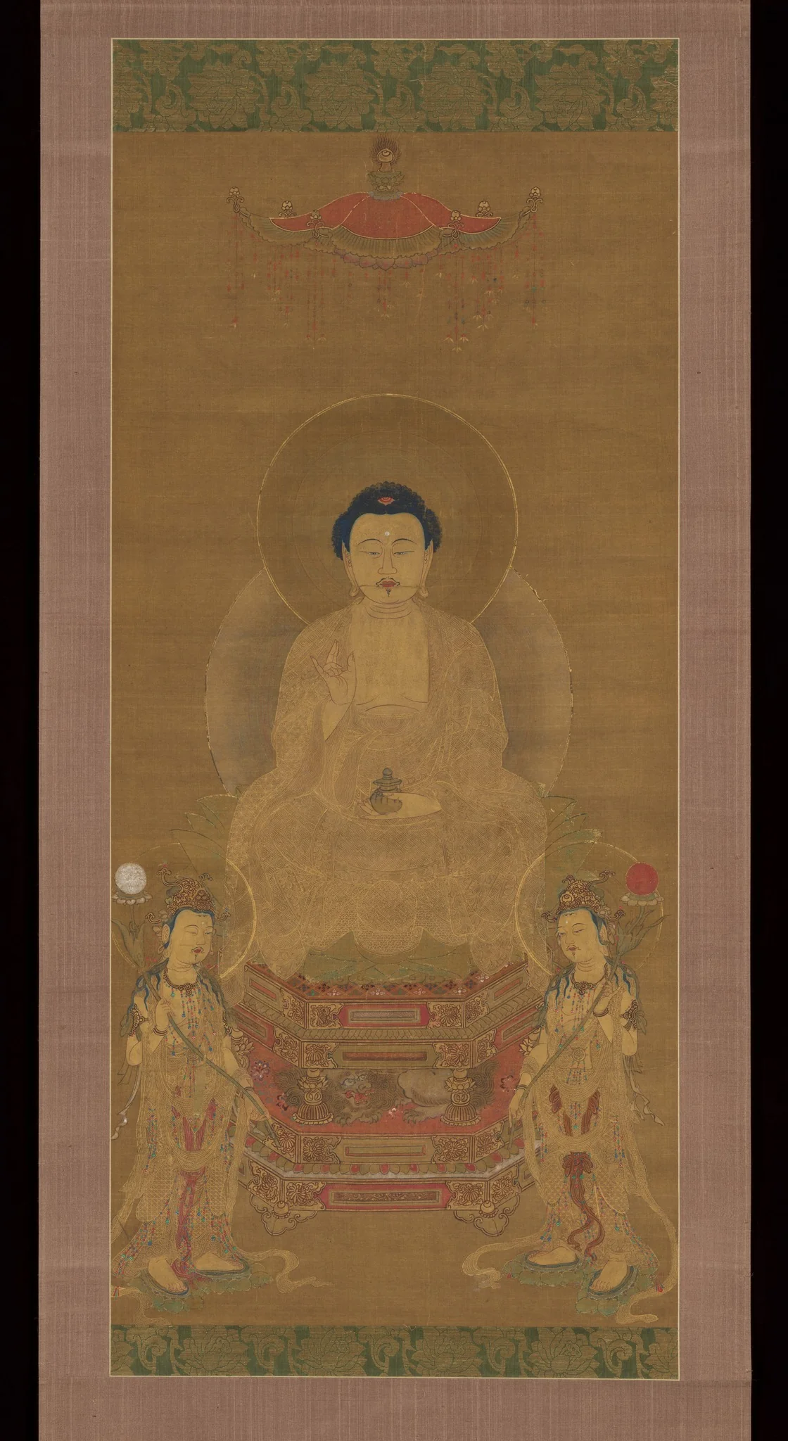 Triad of the Medicine Master Buddha Yakushi (Bhaisajya Buddha), detail