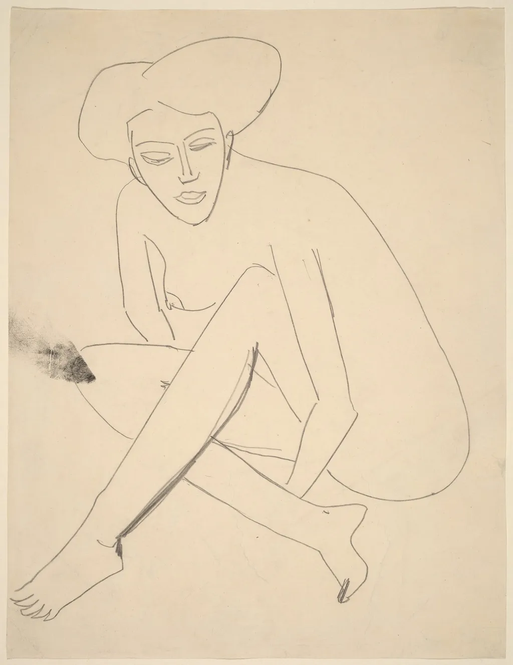Dodo Seated, by Ernst Ludwig Kirchner, graphite, 1910