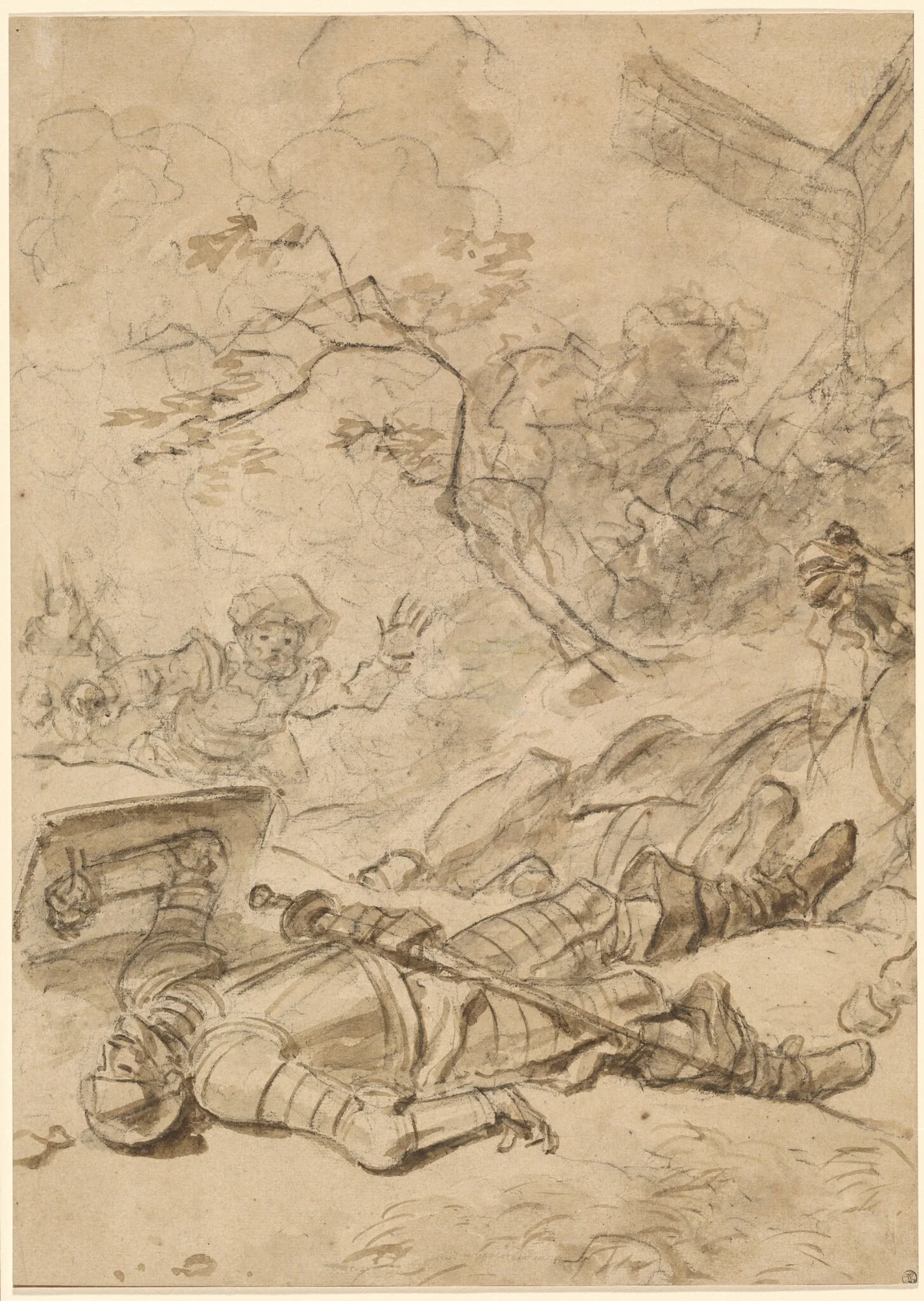 Don Quixote Defeated by the Windmill, detail