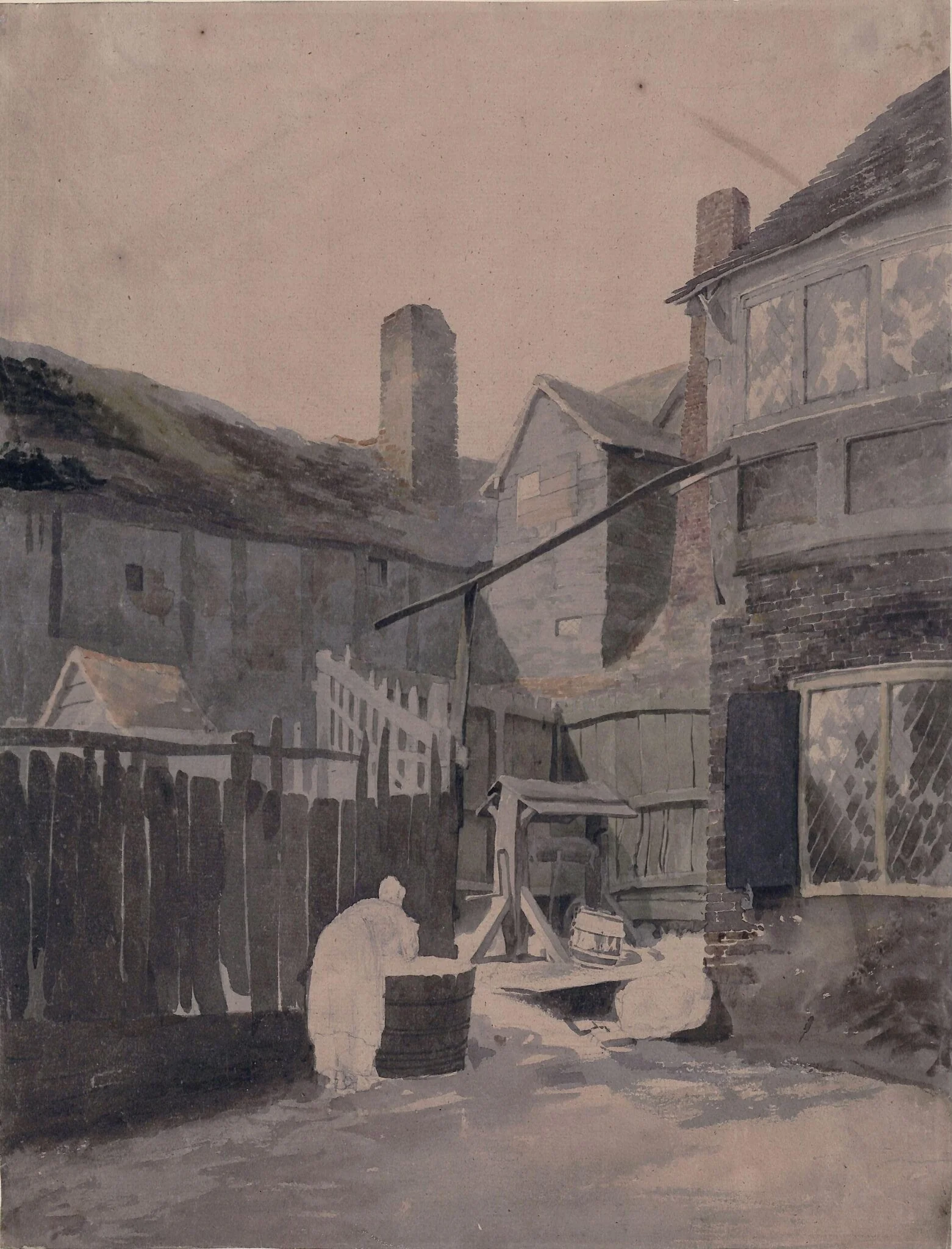 Cottage with well, detail