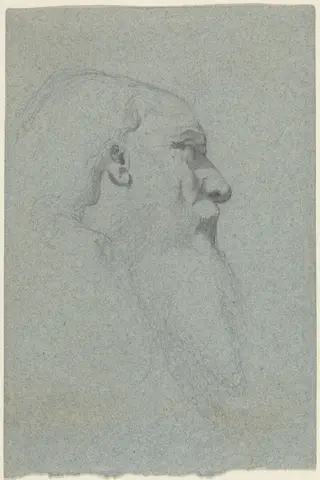 Head of a Bearded Man, Looking Right, by Alexandre Bida, graphite, 1859