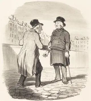 Je vous arrête, mauvais sujet..., by Honoré Daumier, ink, 1852