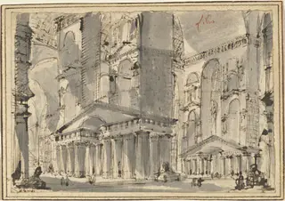 Fantasy of an Ancient Bath, by Giovanni Battista Piranesi, ink, 1758