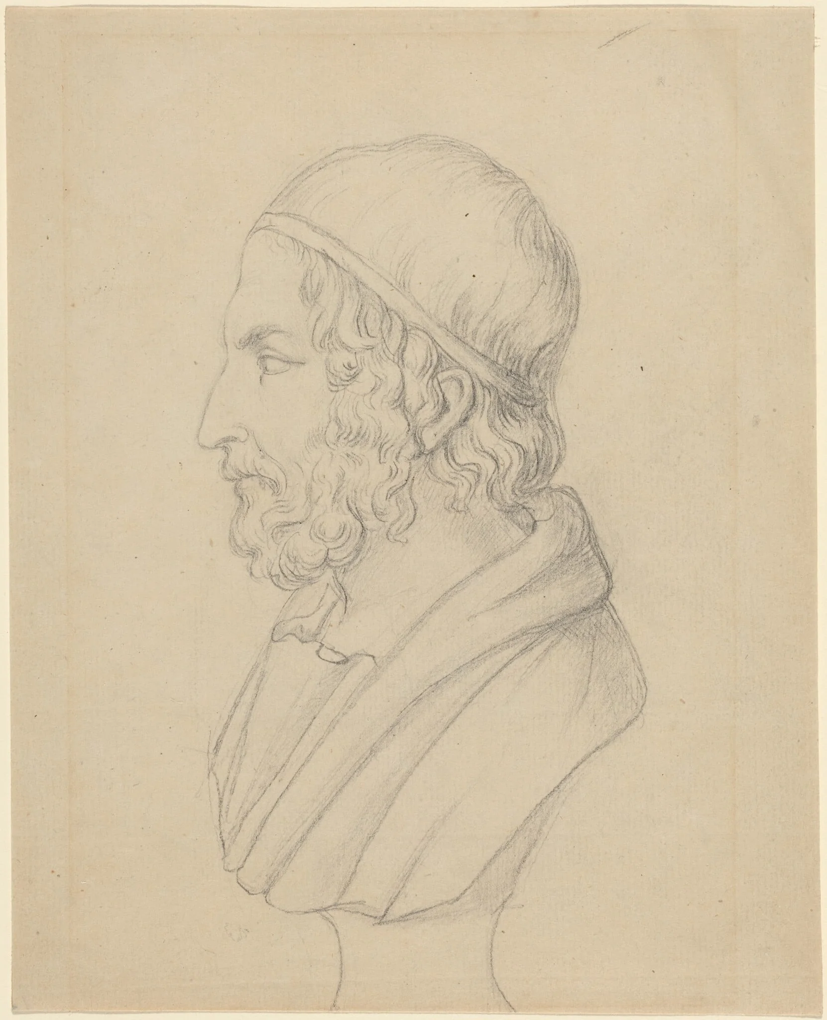 Classical Portrait Bust of a Bearded Man, detail