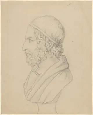 Classical Portrait Bust of a Bearded Man, by John Flaxman, graphite, 1790