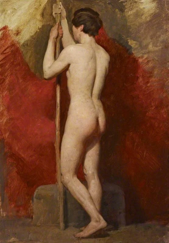 A Life Study of a Standing Nude Male Model, detail