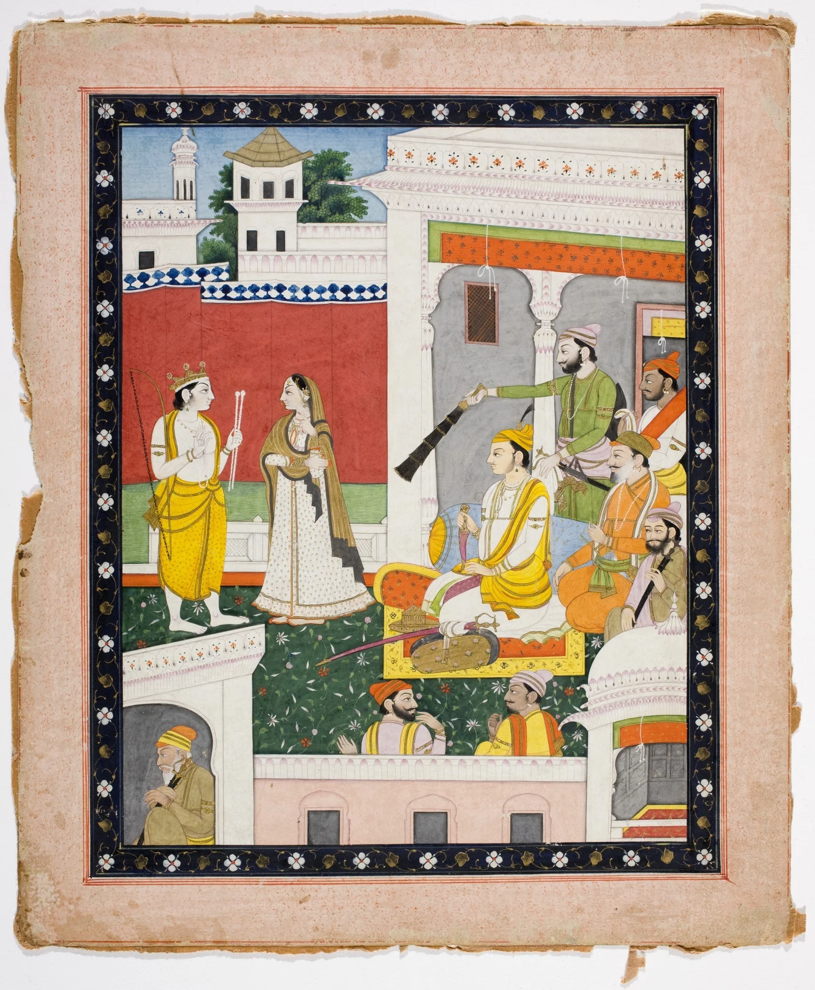 Court Scene with Various Princes and a Lady, detail