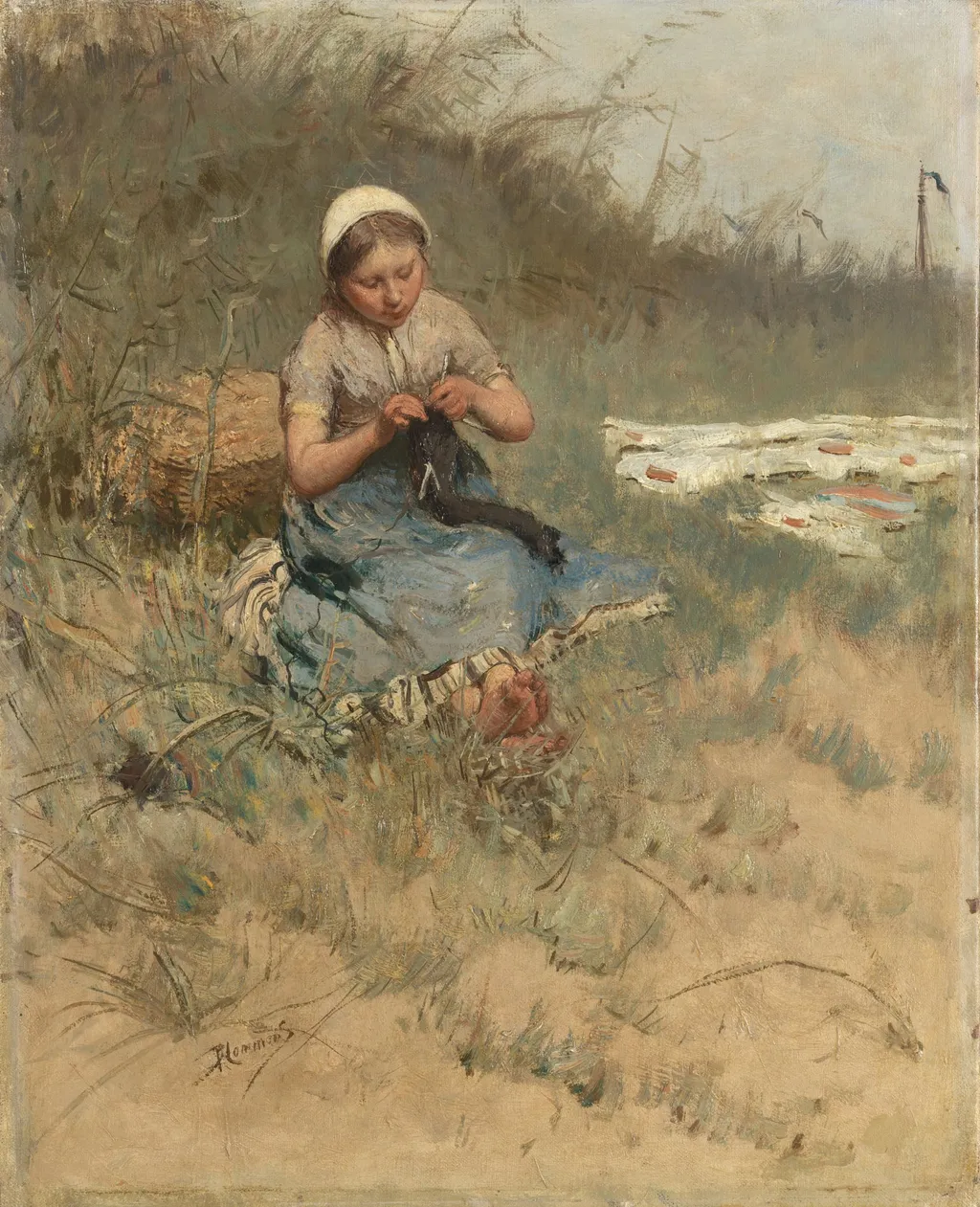 Girl Knitting, by Bernard Blommers, unspecified, 1886