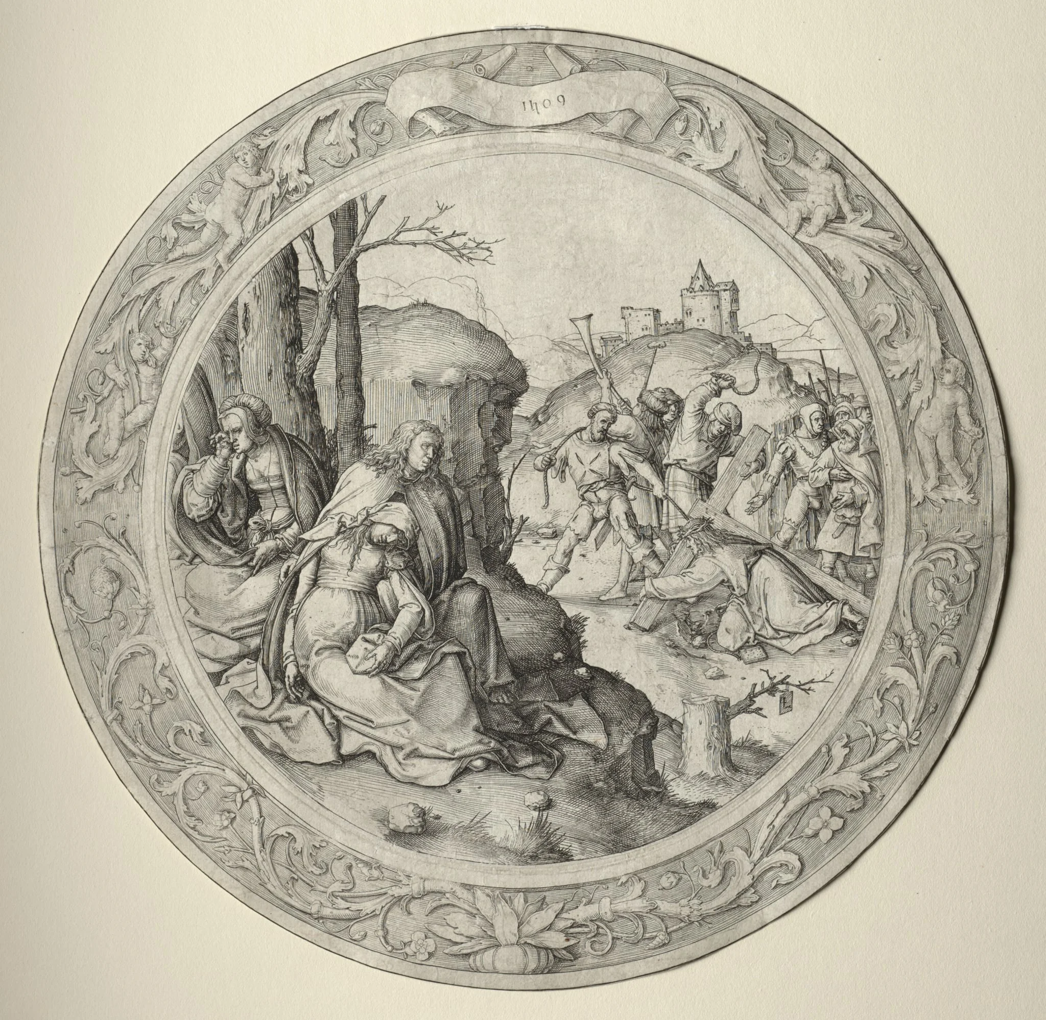 The Round Passion: Christ Carrying the Cross, detail