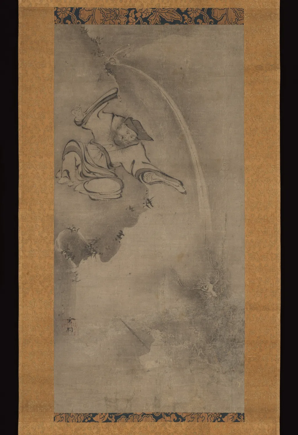 Daoist Master Fei Zhangfang with a Dragon, by Sesson Shūkei, unspecified, 1558