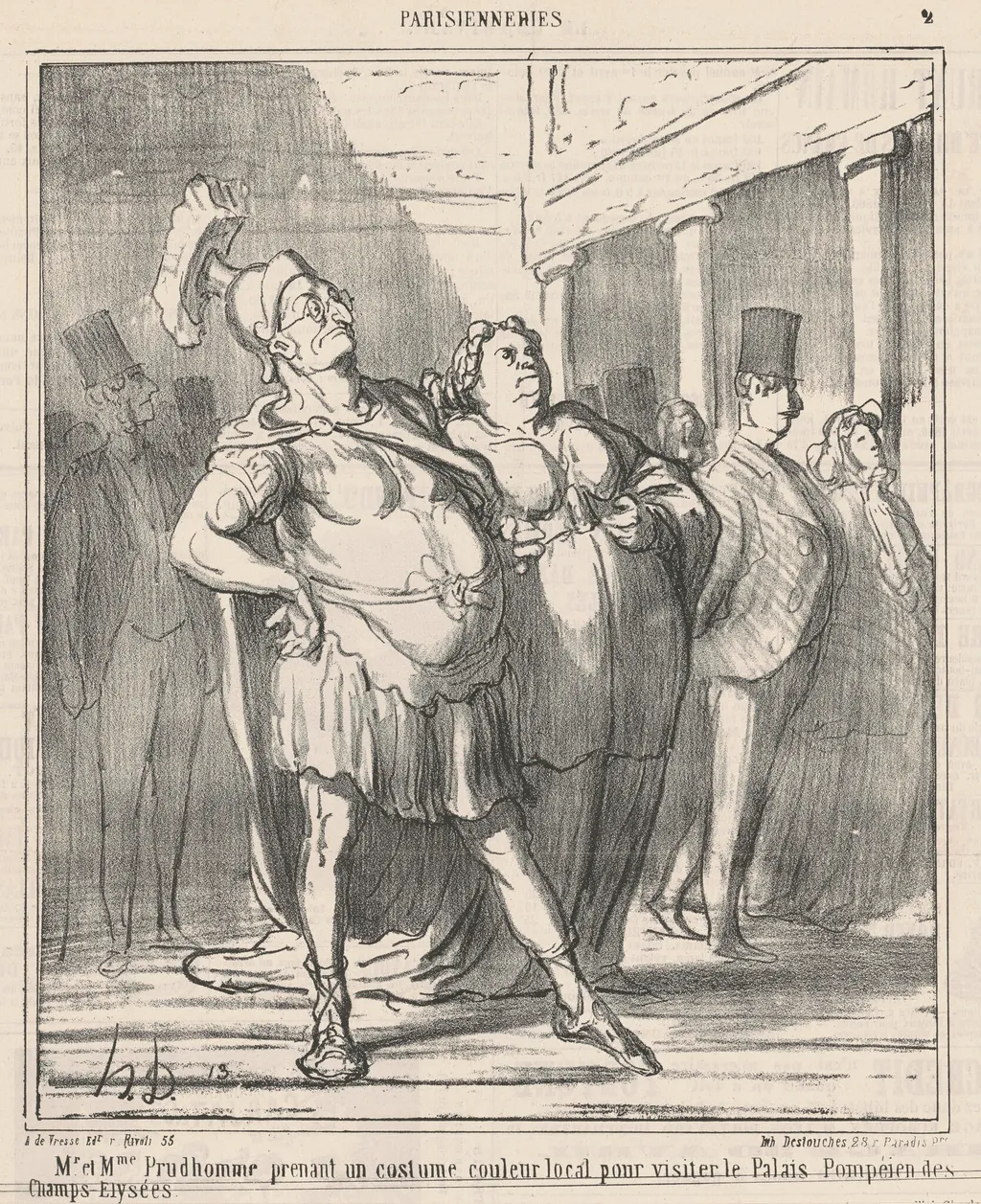 Mr. et Mme Prudhomme prenant un ..., by Honoré Daumier, ink, 1866