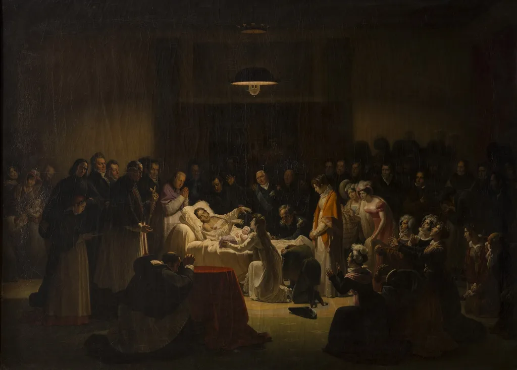 The Death of the Duke of Berry, by Alexandre Menjaud, oil, 1822