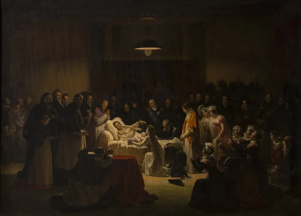 The Death of the Duke of Berry, by Alexandre Menjaud, oil, 1822