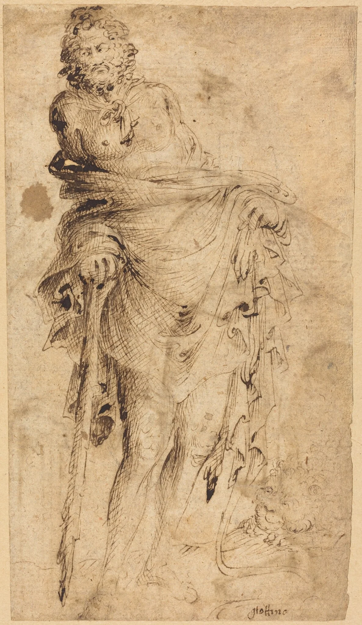 Hercules Leaning on His Club [recto], detail