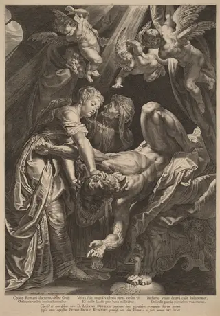 Judith Beheading Holofernes, by Cornelis Galle I, ink, 1610