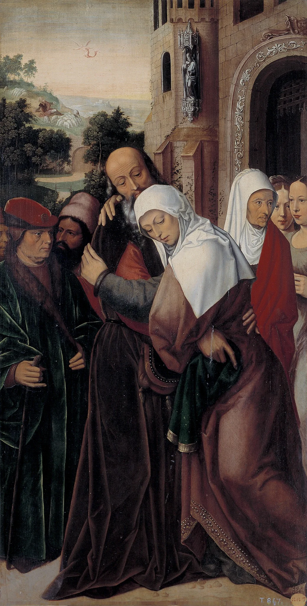 Abrazo de San Joaquín y Santa Ana ante la Puerta Dorada, detail