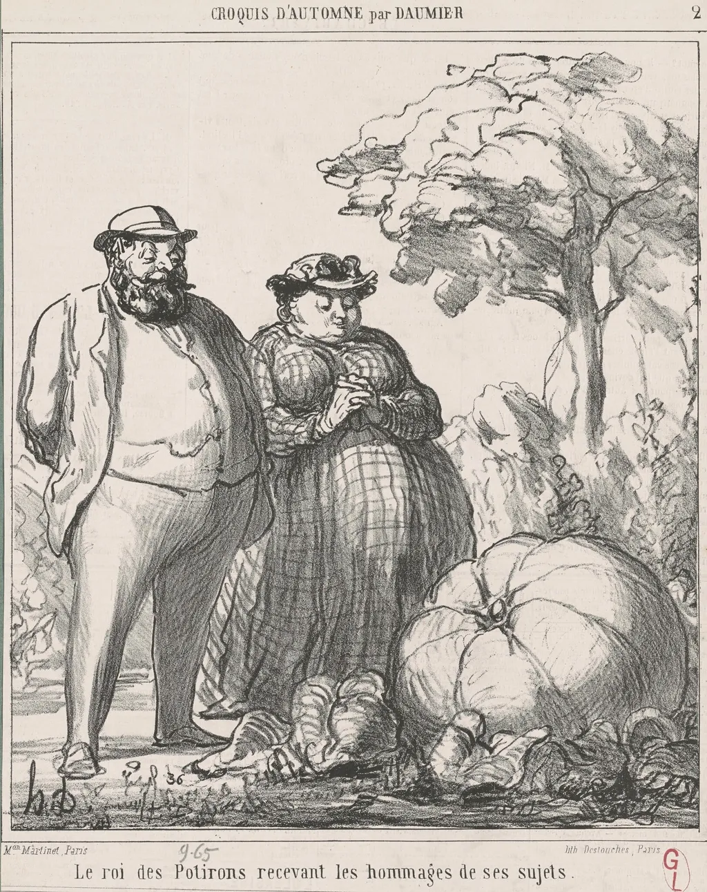 Le roi des potirons recevant les hommages de ses sujets, by Honoré Daumier, ink, 25