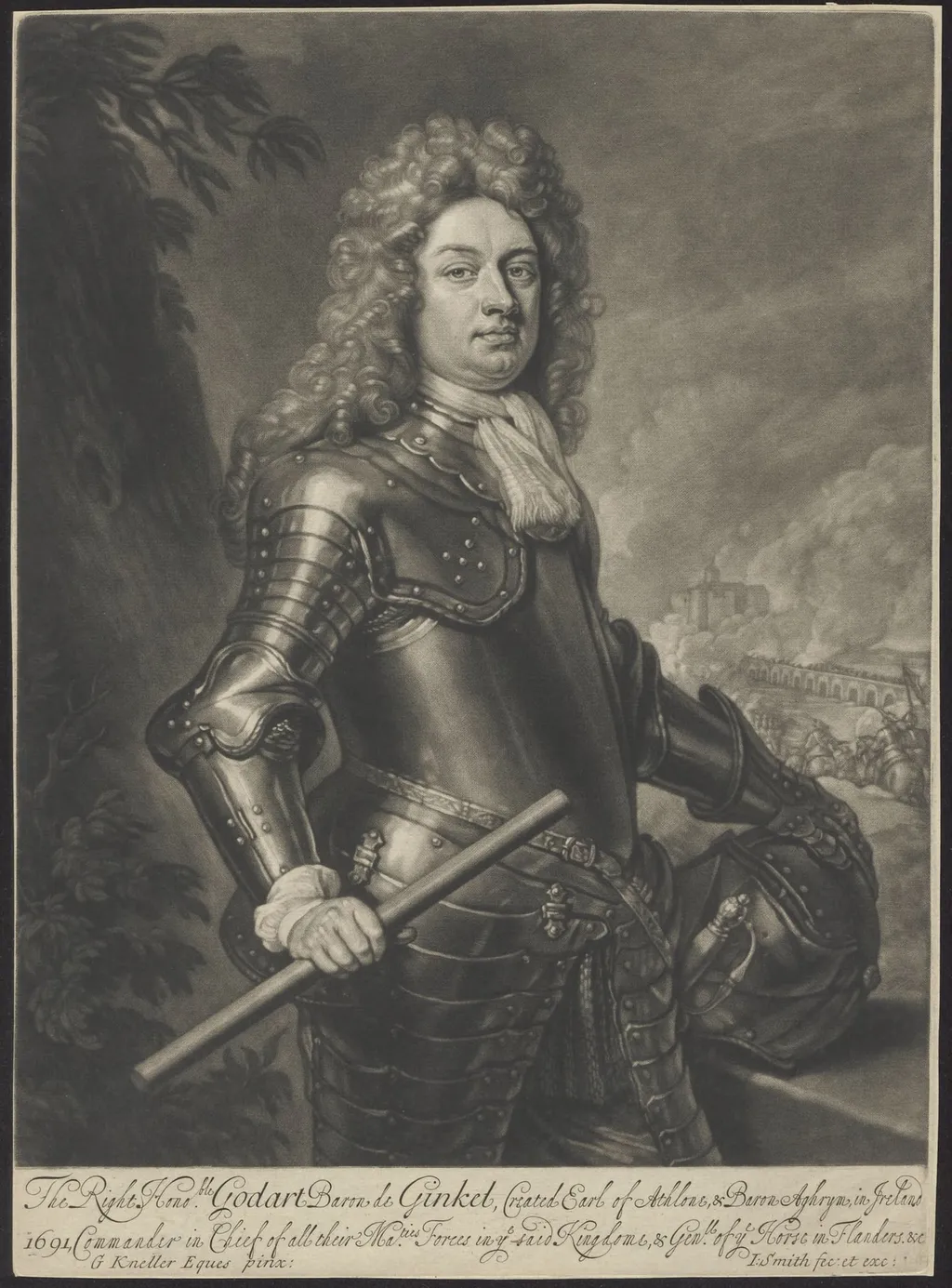 Portrait of Godart, Baron of Ginkel, by John Smith, unspecified, 1650