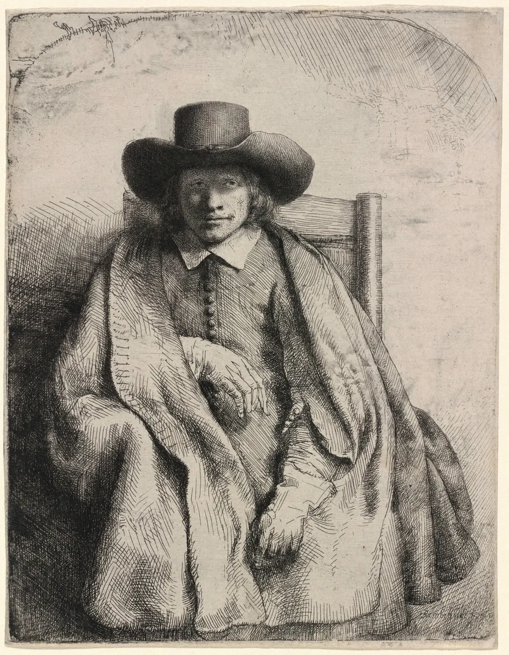 Clement de Jonghe, by Rembrandt van Rijn, ink, 1651