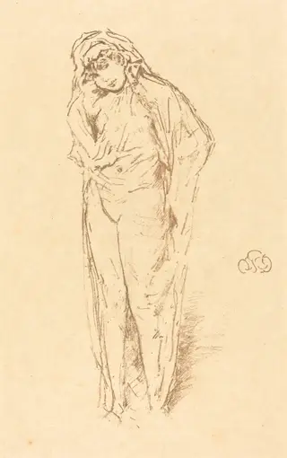 Draped Figure, Standing, by James McNeill Whistler, ink, 1891