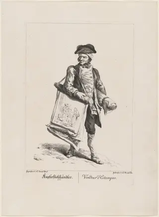 Kupferstichhändler (Print Seller), by Johann Christian Brand, ink, 1775