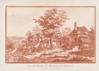 Four Landscapes after Le Sueur, by Le Roy, chalk, 1772
