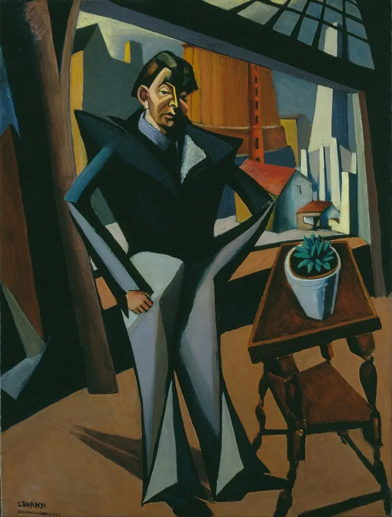 Man Standing at a Window, by Lajos Tihanyi, oil, 1922