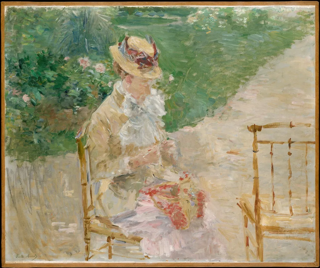 Young Woman Knitting, by Berthe Morisot, oil, 1892