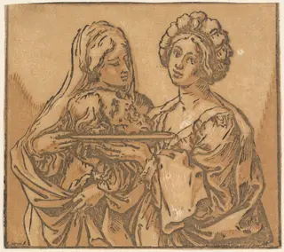 Herodias and Salome, by Bartolomeo Coriolano, ink, 1631
