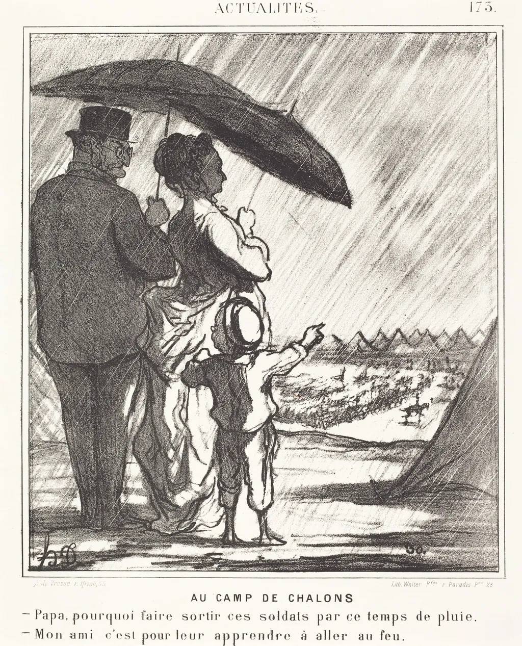 Au Camp de Chalons, by Honoré Daumier, ink, 1869