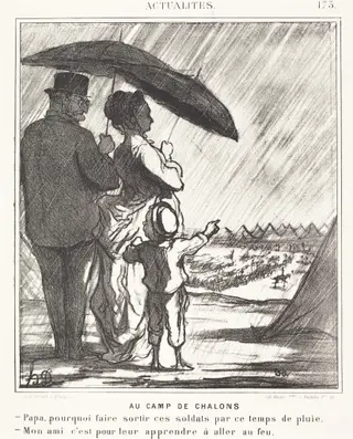 Au Camp de Chalons, by Honoré Daumier, ink, 1869