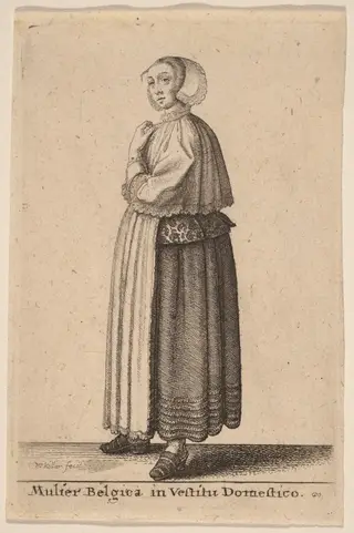 Mulier Belgica in Vestitu Domestico, by Wenceslaus Hollar, ink, 1643