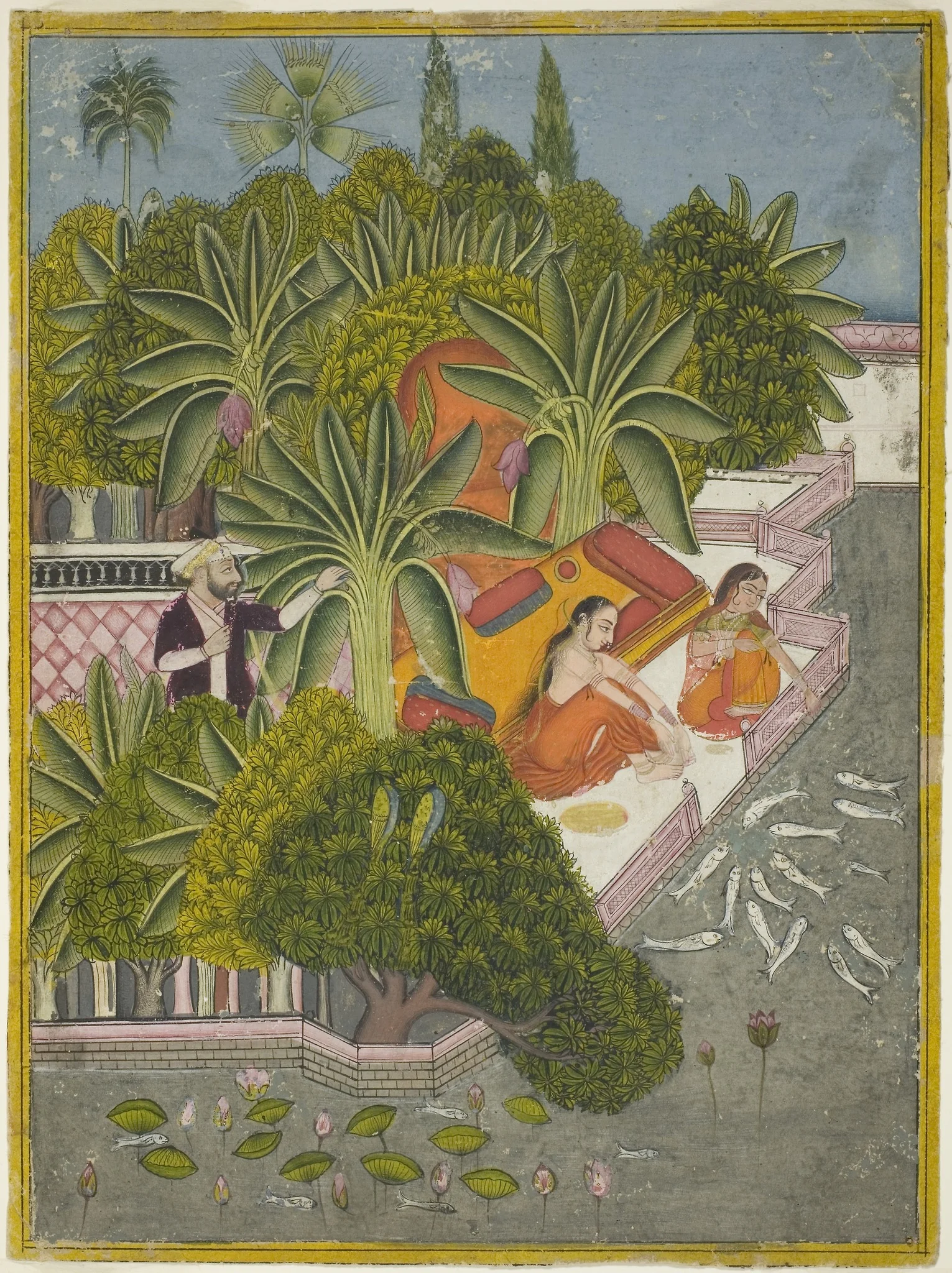 Royal Women Feeding Fish, detail
