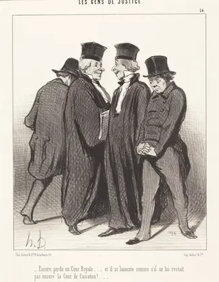 Encore perdu en Cour Royale... et il se lamente..., by Honoré Daumier, ink, 1848