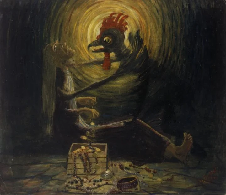 Death of the miser, detail