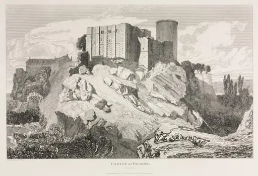 Architectural Antiquities of Normandy (Vol. II), Pl. 90:  Castle of Falaise (North View), by John Sell Cotman, 1821