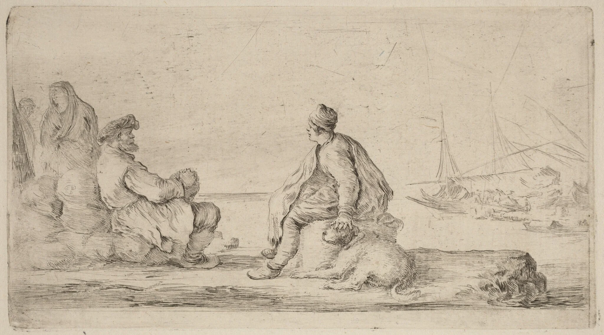 Sailors Seated on a Bank, detail
