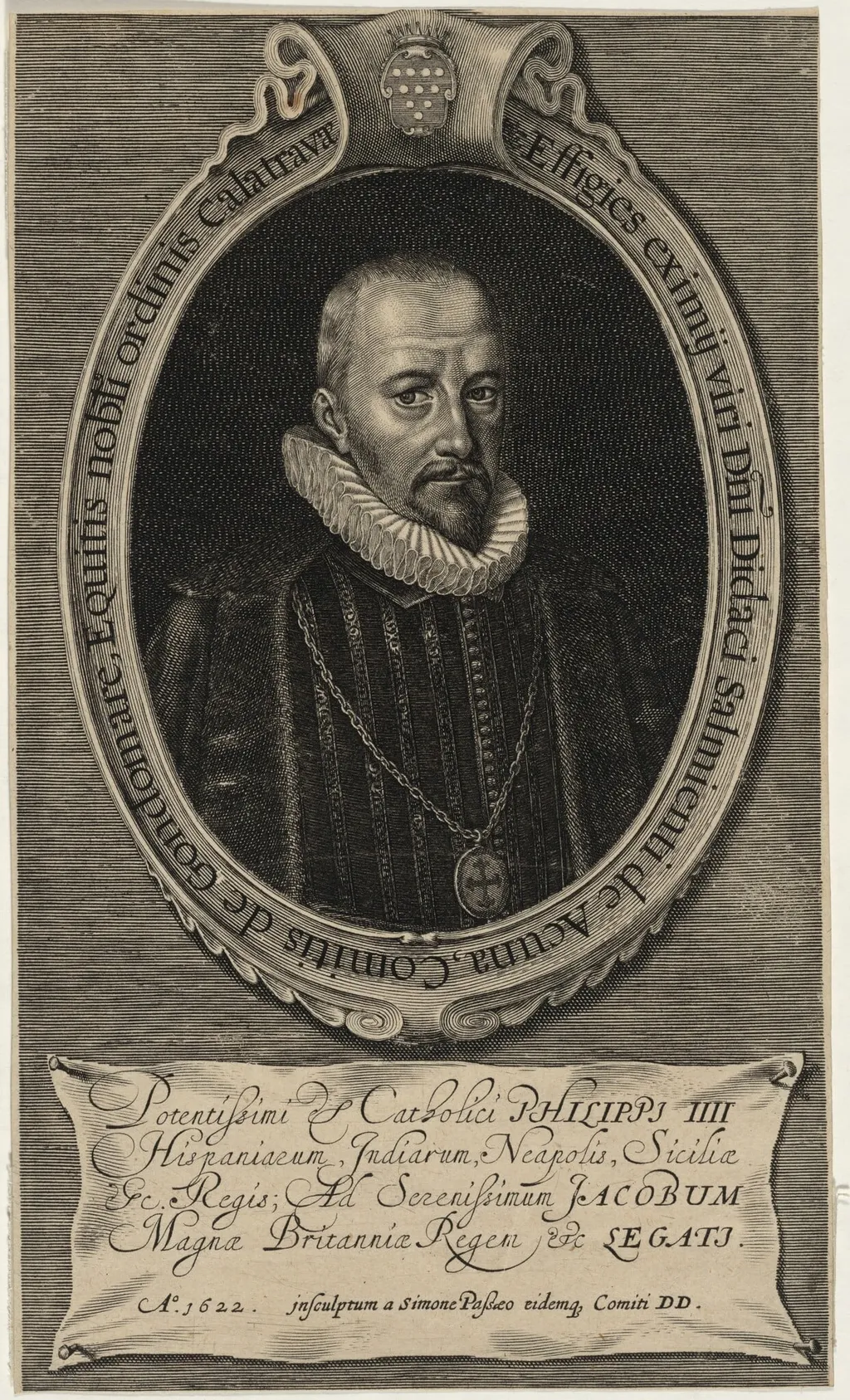 Diego Sarmiento de Acuna, Count of Gondomar, by Simon van de Passe, ink, 1621
