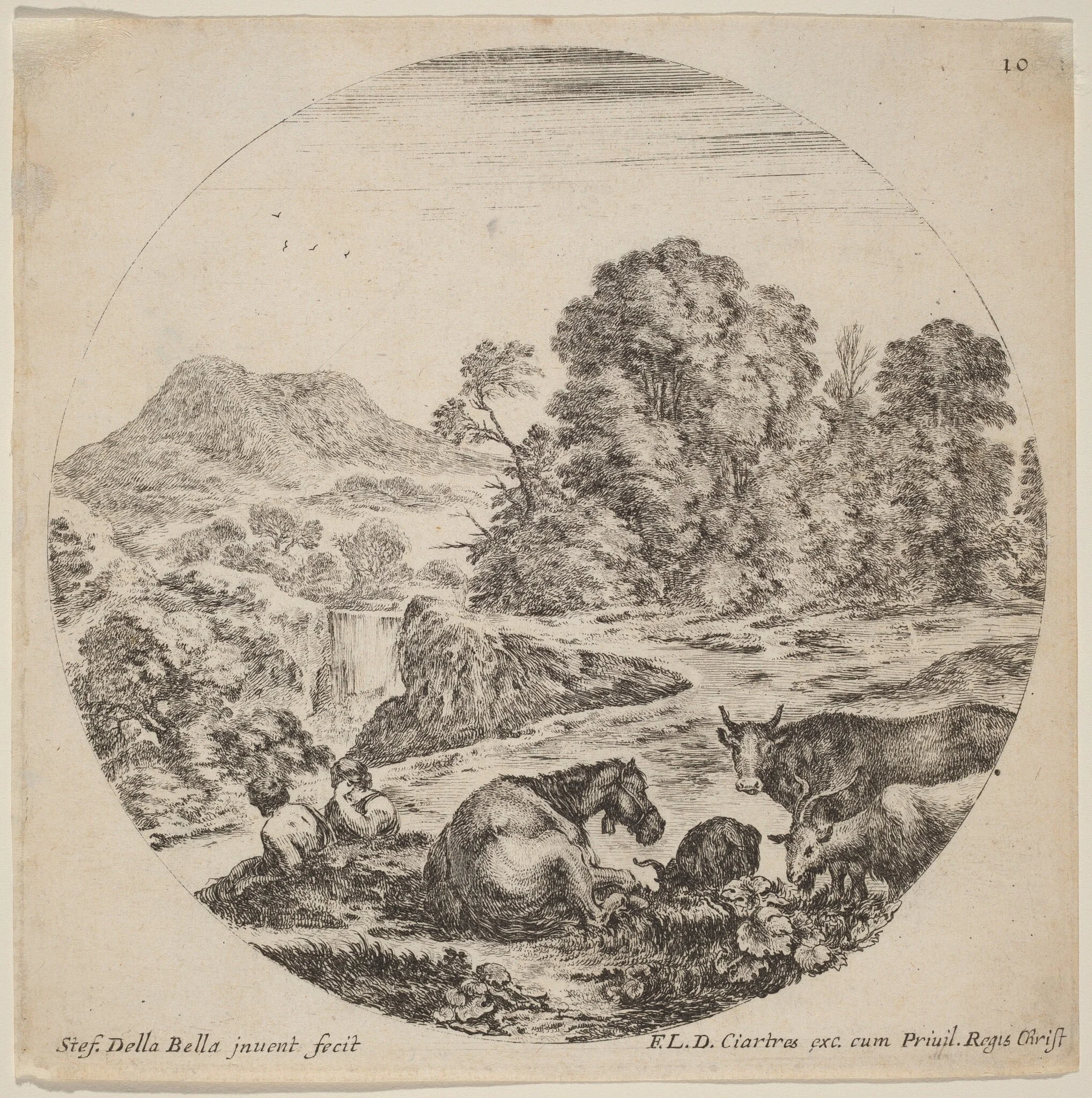 Landscape with Animals and Two Seated Shepherds, detail