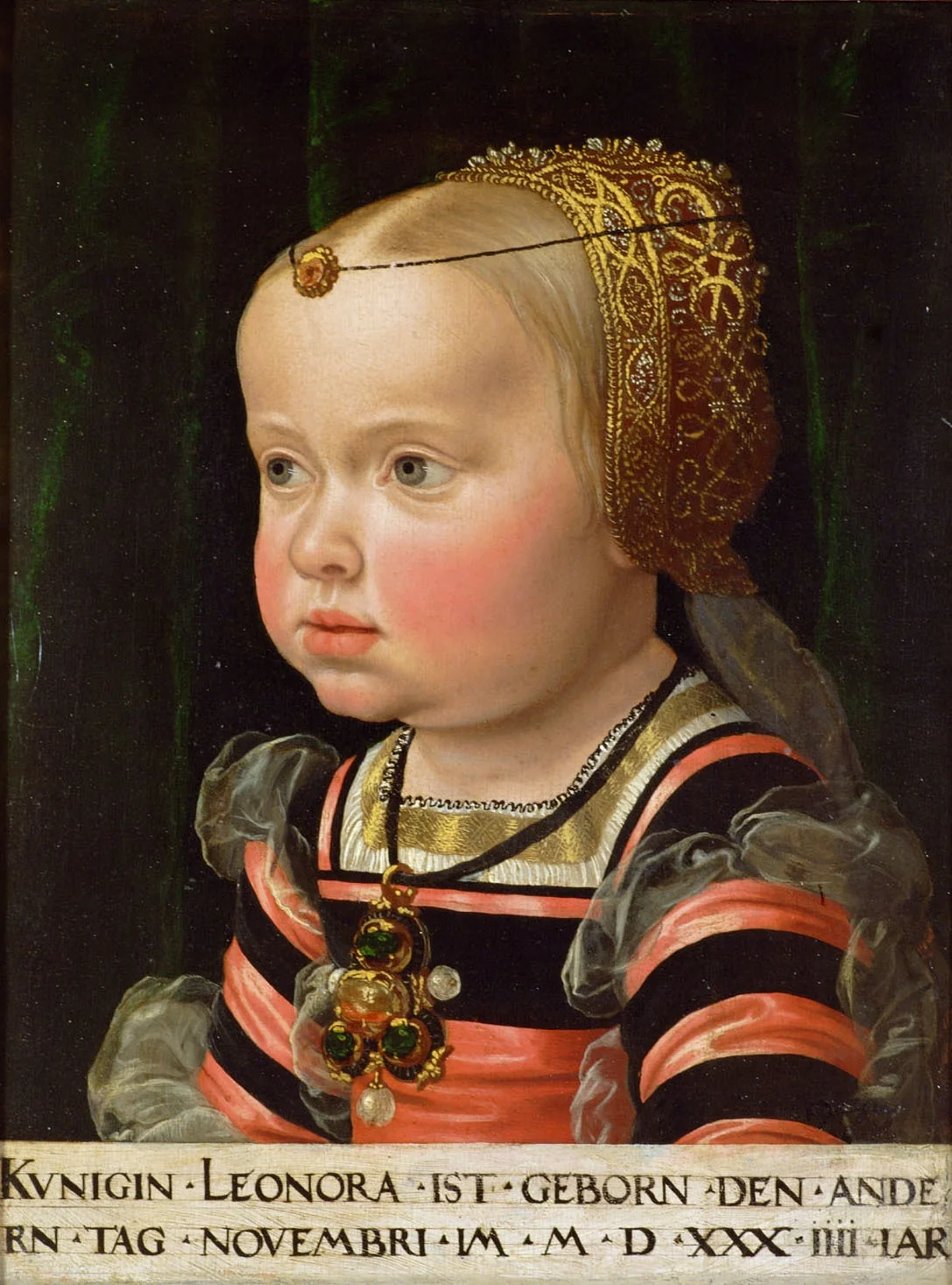 Erzherzogin Eleonore (1534-1594), Herzogin von Mantua als Zweijährige, detail