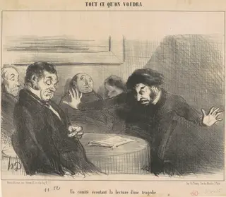Un comité écoutant la lecture d'une tragédie, by Honoré Daumier, ink, 1852