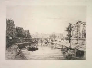 View from St. Michel Bridge, by Maxime Lalanne, 1865