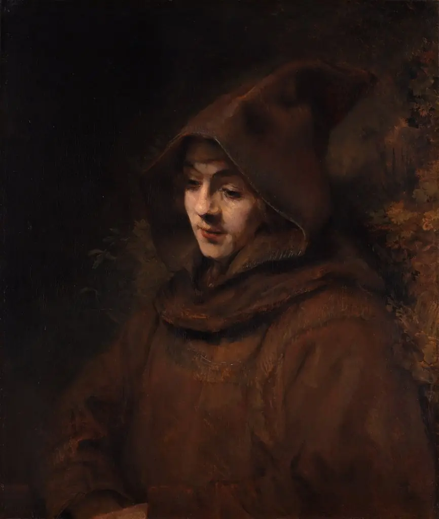 Titus as a Monk, by Rembrandt, oil, 1660