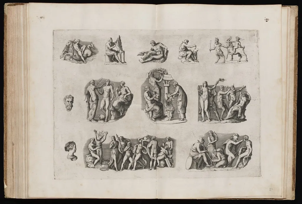 Fragments from Ancient Cameos in the Grimani Collection [Plate I], by Enea Vico, ink, 1556
